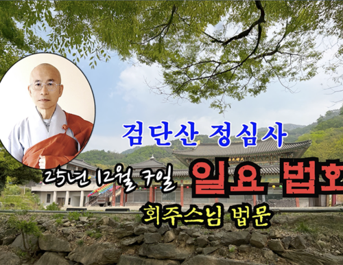 검단산 정심사 25년 12월 7일 일요 법회 - 회주스님 법문